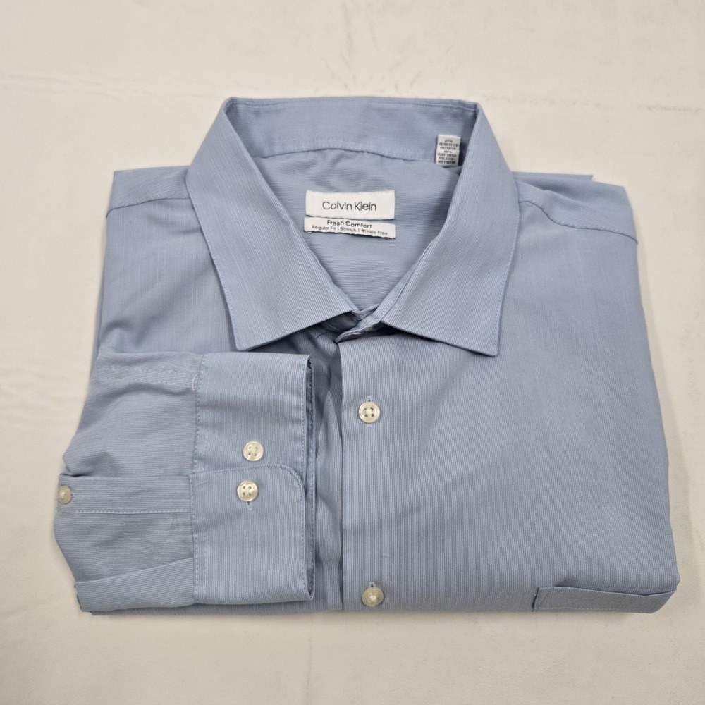 Calvin Klein Fresh Comfort Button-Down Shirt Blue Size 2XL 18-18.5 32/33